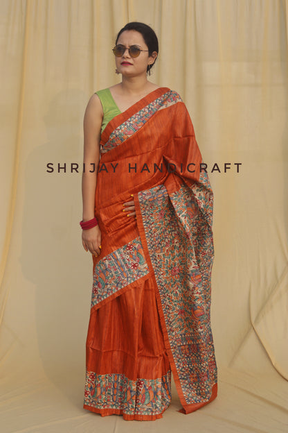 Handloom tussar ghichcha silk saree