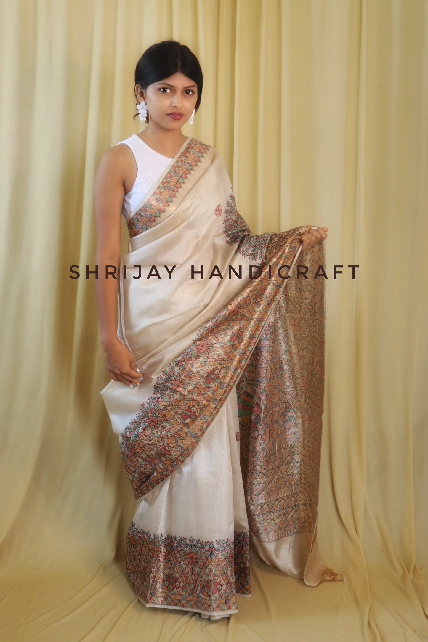 handpainted madhubani painted saree