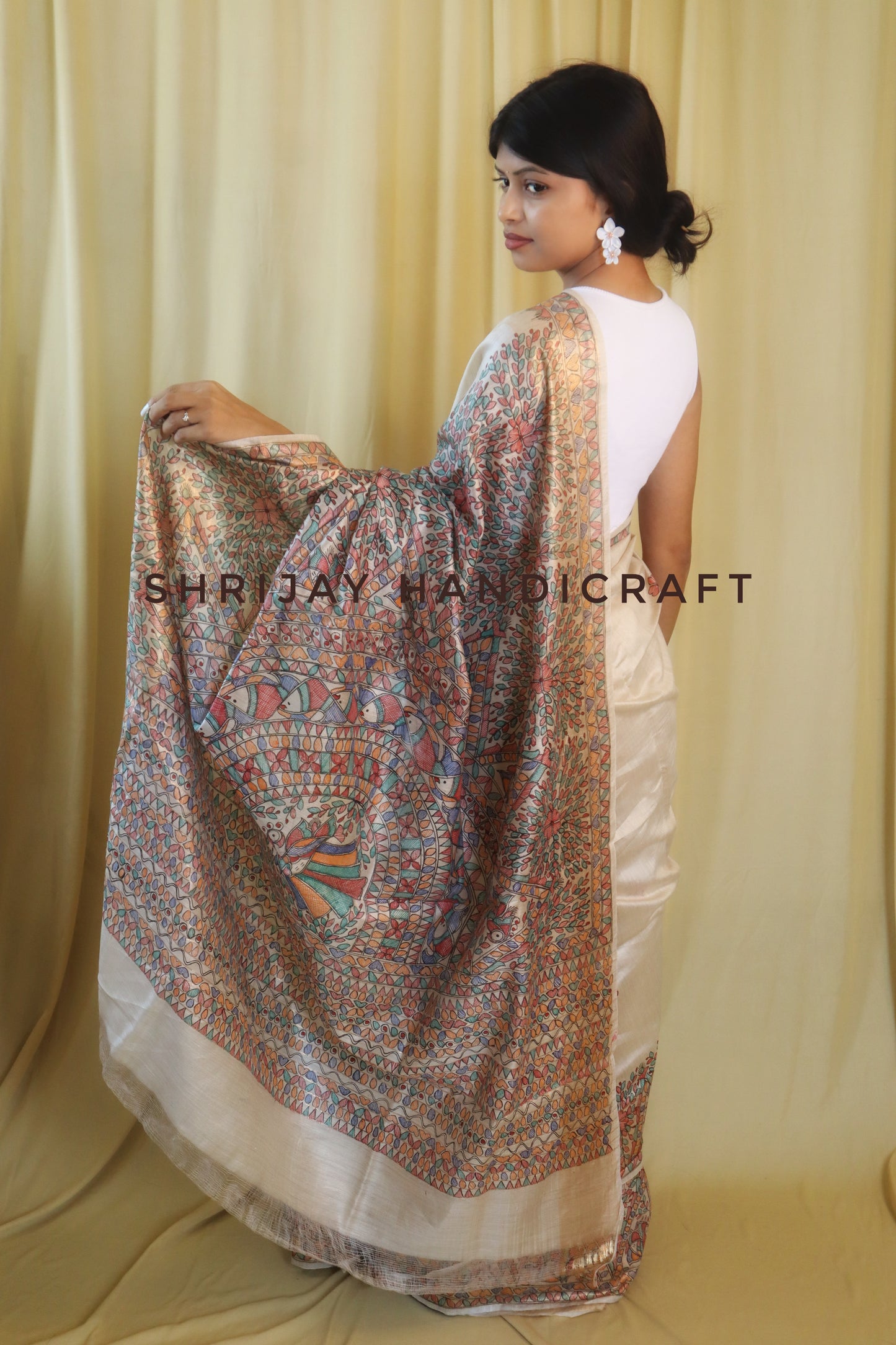 handpainted madhubani painted saree